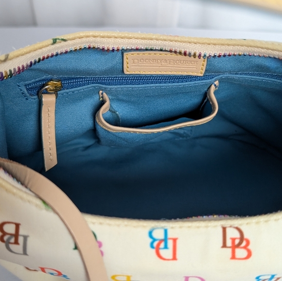 Dooney & Bourke Rainbow Logo & Zipper Hobo Bag With Pink Heart Hang Tag. - Picture 14 of 16